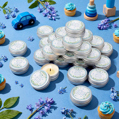 MTLEE 50 Pcs Greenery Baby Shower Scented Candles for Boy Gift Travel Tin Candle Aromatherapy Candle Favors for Winter Baby Shower Favors Wedding Gifts, Compound Scent Essential Oil