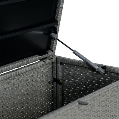 happimess TRK1001A Nino 47.24" Modern Minimalist Outdoor Faux Wicker Deck and Patio Storage Box, Gray, Soft-Close, for Package Delivery, Patio Furniture, Cushions, Gardening Tools, Pool Supplies