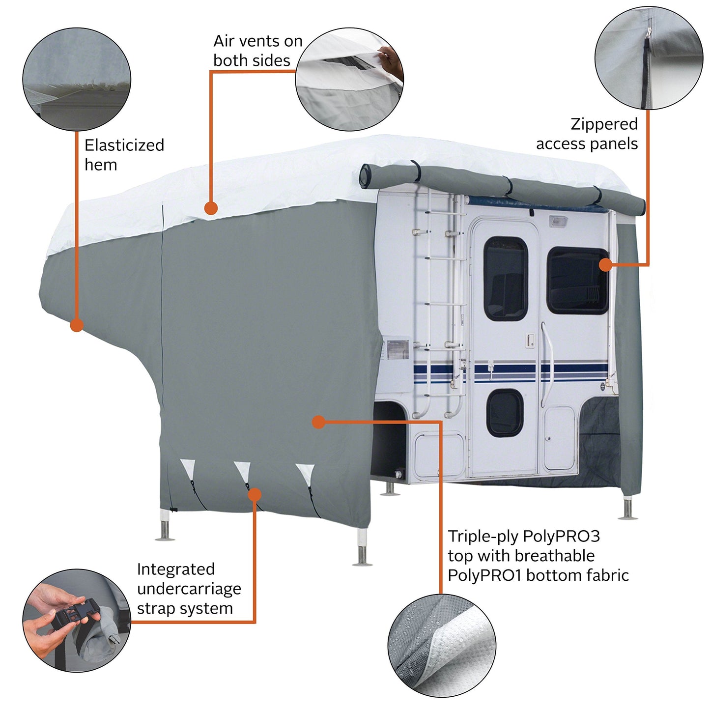 Classic Accessories Over Drive PolyPRO3 Folding Camping Trailer Cover, Fits 8'-10'L
