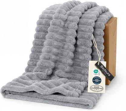 Bedsure GentleSoft Throw Blanket - Cozy Light Grey Fleece Blanket for Couch | 50x60 Inches
