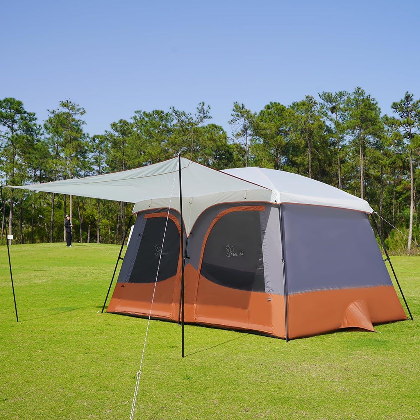 Vidalido Tents，3-4 Person Camping Tent with Extended Vestibule，Weather Resistant Family Tents with Breathable Mesh Windows，Easy Install Waterproof Outdoor Tent for Backpacking and Camping Hiking