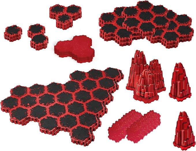 Renegade Game Studios Heroscape: Lava Fields of Valhalla Terrain Expansion 120+ Hex Tiles 4 Lava Rock Outcrop Pieces