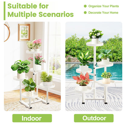 jsyonii Metal Plant Stand Indoor, Corner Flower Pot Stand for Multiple Plants, 5 Tier Heavy Duty Plant Shelf for Patio Living Room Garden Balcony Office White