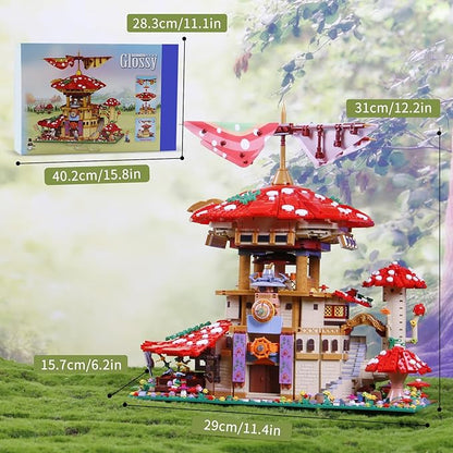 2763PCS Mushroom House Building BlocksCreative Ideals Ganoderma Hotel Building Blocks Perfect Choice for 6+ Boys Girls or Adults