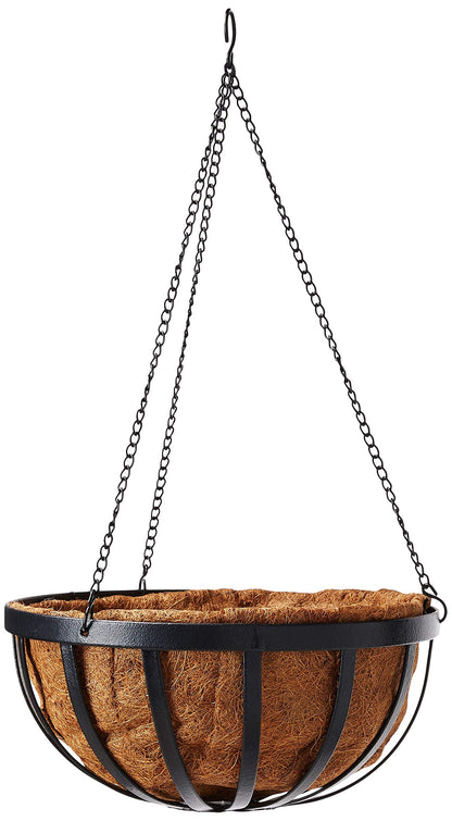 Arcadia Garden Products 1524 Solstice Series Coconut Hanging Basket, 14", Black