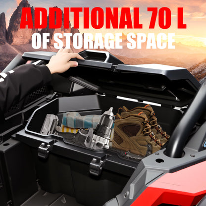 XATVXUTV 73QT UTV Large Cargo Storage Box for Polaris RZR PRO XP/XP4, Water Resistant Dust Free Forward Bed Tool Box for Polaris RZR Turbo R/R4 RZR PRO S/S4 2020-2025 Accessories, Replace OEM #2883751