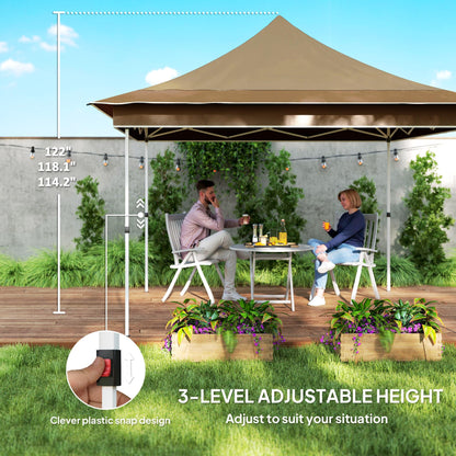 Outsunny 12 x 12 ft. Pop Up Canopy Tent with Mesh Netting, UPF50+ Instant Sun Shelter with Carry Bag, Height Adjustable Party Tent Instant Event Shelter for Garden, Patio, Beige