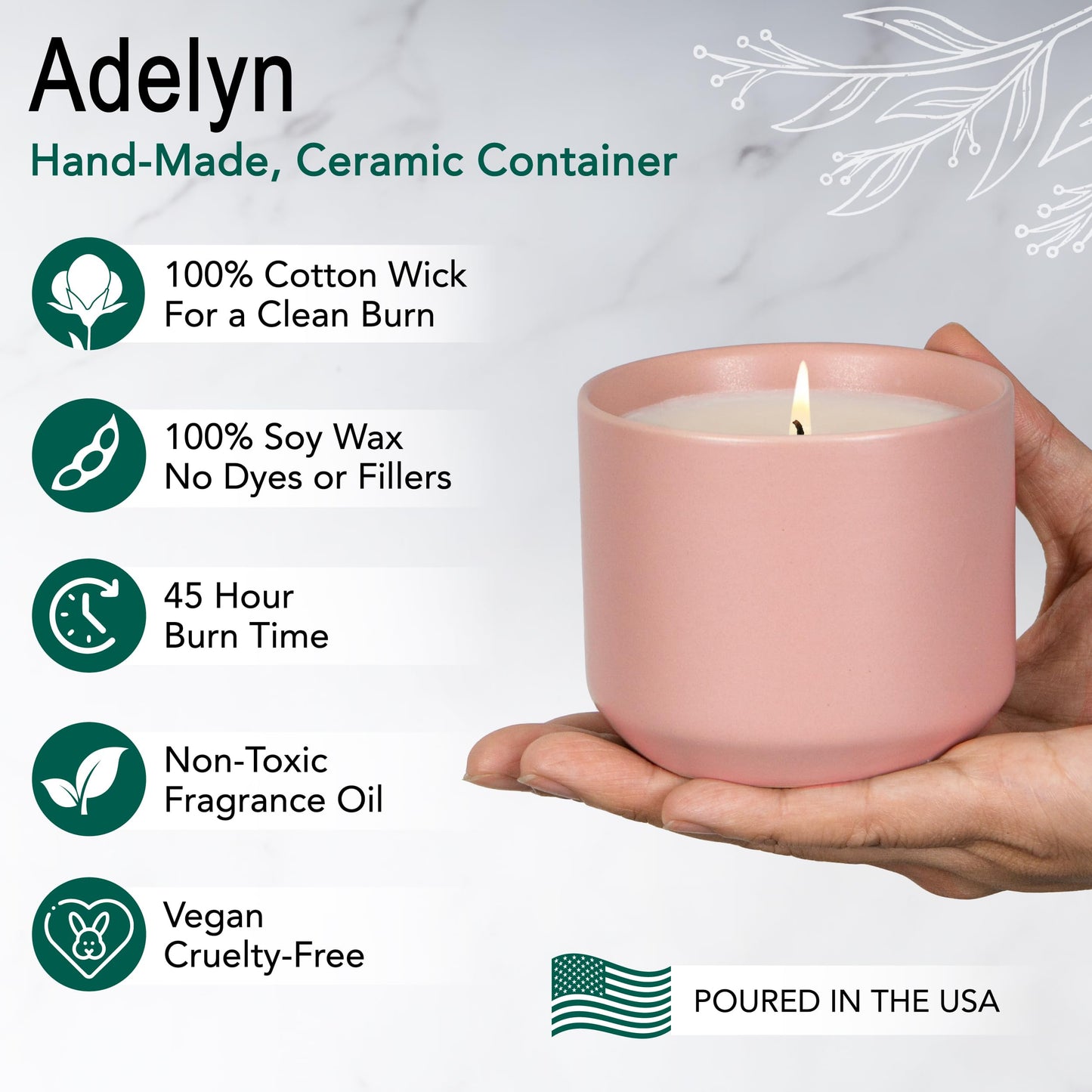 The Growing Candle, from Flame to Flower, Lilac Scented, Non-Toxic, 100% Soy Wax, Indoor Wildflower Garden, Aromatherapy Gift for Women, 8oz, 45 Hr Burn Time, Adelyn
