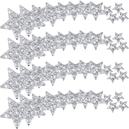 Giegxin 48 Pcs Star Sequin Patches in 4 Sizes Iron on Shiny Patches Embroidered Decorative Appliques for Hats Bags Jackets Jeans Backpacks Costume Clothing Accessory(Silver)