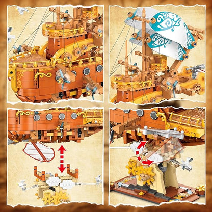 Pirate Ship Building Blocks Set for Adults (1864Piece) Fantasy Steampunk Spaceship Model for Home Office Collection Birthday Gifts for Building Blocks Lover