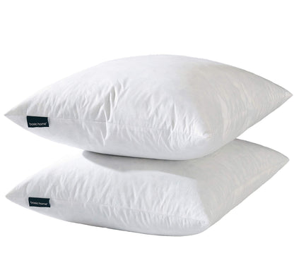 20x20 Decorative Throw Pillow Inserts-Down Feather Pillow Inserts-Square-Cotton Fabric-Set of 2-White.