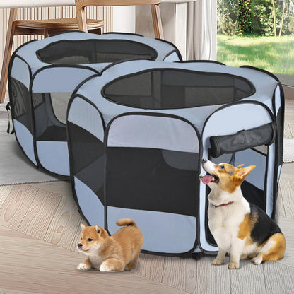 2-in-1 XLarge Pop Up Dog Playpen, Cat Puppy Pet Playpen, Indoor Outdoor Cats Enclosed, Cat Tent Crate Cage Kennel, Portable Playpen for Kitten and Small Animals(No Divider, Unified Space)