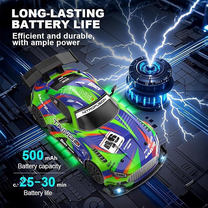 1:24 Scale RC Drift Car 4WD 2.4GHz High Speed Racing Sport Toy Car with LED Lights Racing and Drift Wheels (E83-Red)