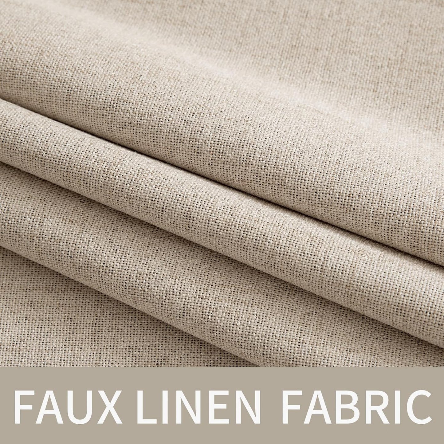 MIULEE 100% Blackout Linen Textured Curtains - Thermal Insulated Taupe Drapes | 52 x 96 Inch (2 Panels)