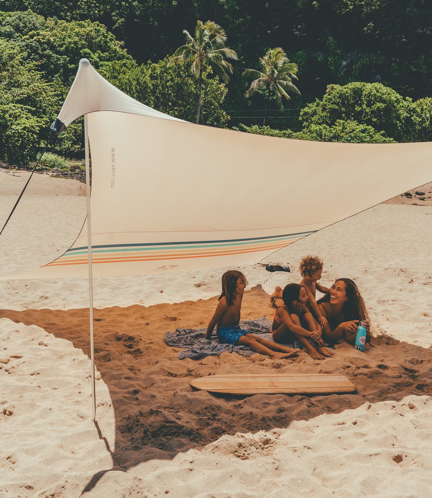 Neso Grande Portable Beach Tent Sun Shelter - Lightweight Beach Shade Canopy - Easy Setup for Family Outings - Patented Reinforced Corners - UPF 50+ Sun Protection - 7ft Tall, 9 x 9ft - Rainbow
