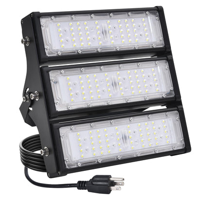 WERISE 150W Flood Lights Outdoor, IP66 Waterproof 30000LM 200LM/W Super Bright LED Stadium Light with Plug, 6000K Daylight White 100-277V Security Floodlight Lighting for Yard Parking Lot