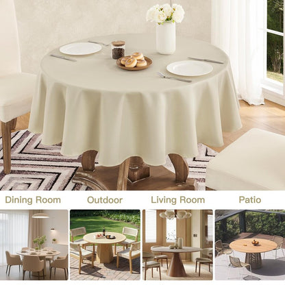 Veblandy Tablecloth Linen Textured Waterproof & Stain Resistant Table Cloth Wrinkle Free Decorative Fabric Farmhouse Table Cover for Dining/Party/Buffet/Wedding, 60 x 60 Inch, Beige