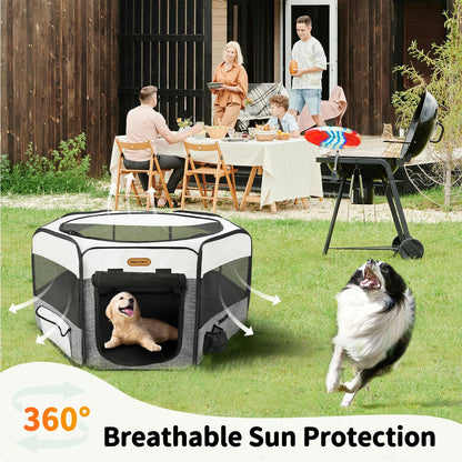 Seiyierr Dog Playpen, Portable Pet Play Pen Foldable Carrying Case, Puppy Pens Outsid for Small Cat Indoor/Outdoor, Removable Mesh Shade Cover