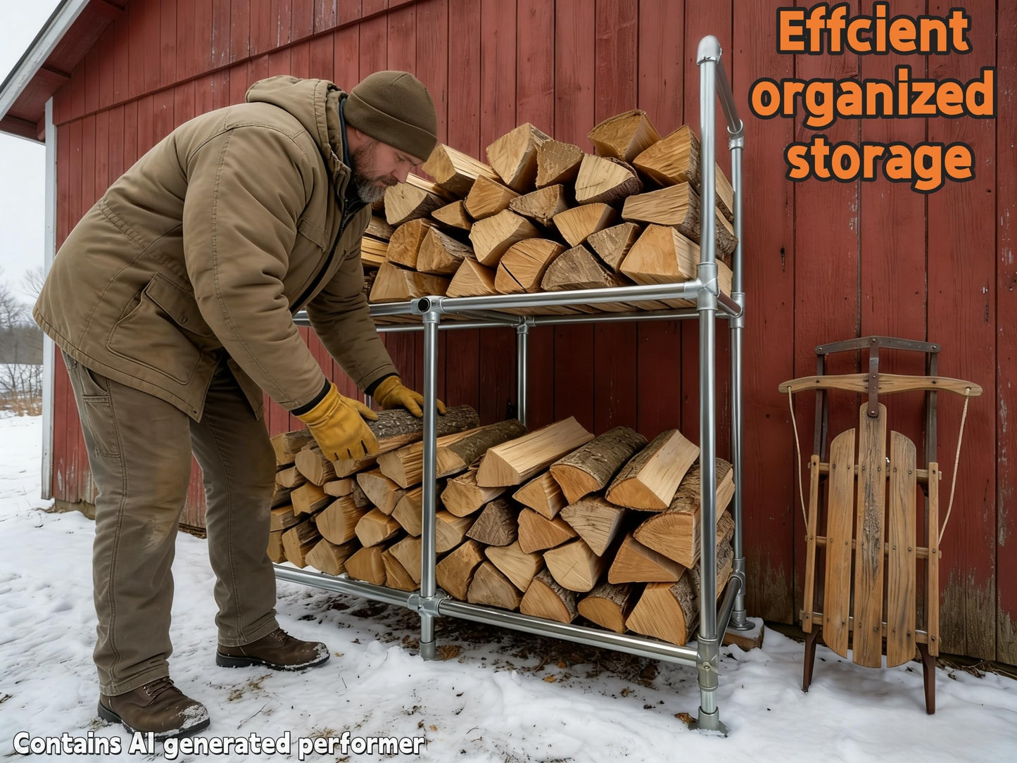 YVZMG 6ft Heavy Duty Firewood Rack with Double Layer Design,Equipped with Firewood Rack Cover,Load-bearing Capacity 3500 lbs. Suitable for outdoor and indoor firewood storage