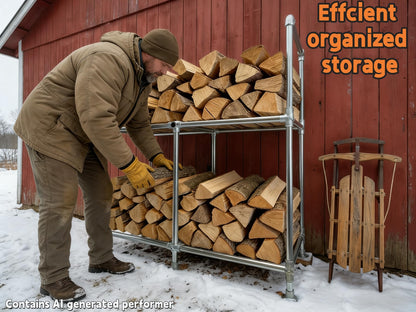 YVZMG 6ft Heavy Duty Firewood Rack with Double Layer Design,Equipped with Firewood Rack Cover,Load-bearing Capacity 3500 lbs. Suitable for outdoor and indoor firewood storage