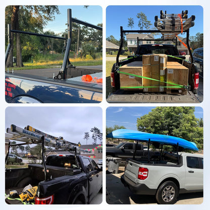 Truck Ladder Rack, 800 lbs Capacity Extendable Ladder Rack for Truck, Universal Adjustable Pickup Truck Bed Ladder Rack, Heavy Duty Steel Construction, No Drilling Required