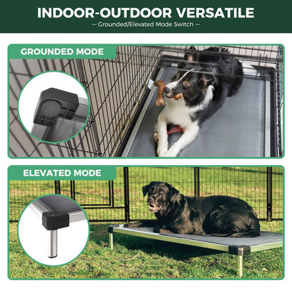 FXW TitanNest Chew-Proof Elevated Dog Bed, Raised Cot for Indoor/Outdoor/Camping Use, Durable & Washable Padded Pet Bed for Large Dogs, 47.0" L x 29.0" W x 7.3" H, Black