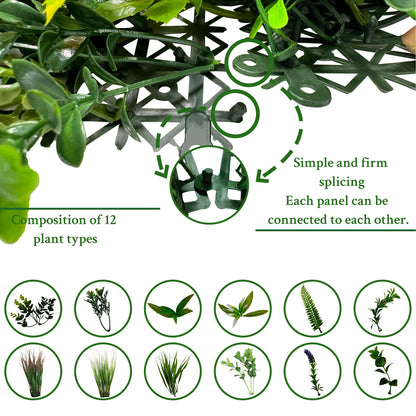 ODTORY Artificial Boxwood Topiary Hedges Panels: 20'' x 20'' 12P UV-Protected Privacy Faux Grass Backdrop Fence Screen for Patio, Balcony, Garden, Backyard Indoor Outdoor Green Wall Decor