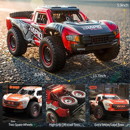 1:14 RC Cars 70 KMH High Speed Brushless Remote Control Car All Terrain Fast Trophy Truck for Adults Teens Boys 4WD Off-Road Hobby RC Buggy 50 Mins Play Short Course RC Monster Truck (RTR)