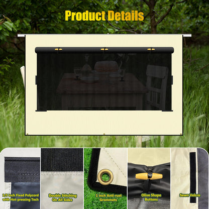 Upgraded RV Awning Sun Shade Screen with Privacy Curtain | UV Protection & Waterproof Polyester Fabric | Easy Installation for Campers, Trailers, Motorhomes (Beige, 8'X15'3'' for 16 ft Awning)