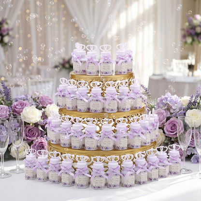 LaRandom 150 Pcs Purple Floral Wedding Bubbles Bulk with Bubble Solution Wedding Mini Bubble Gifts Mini Heart Wand for Anniversary, Engagement, Bridal, Valentine's Day, Gift for Adult Couple