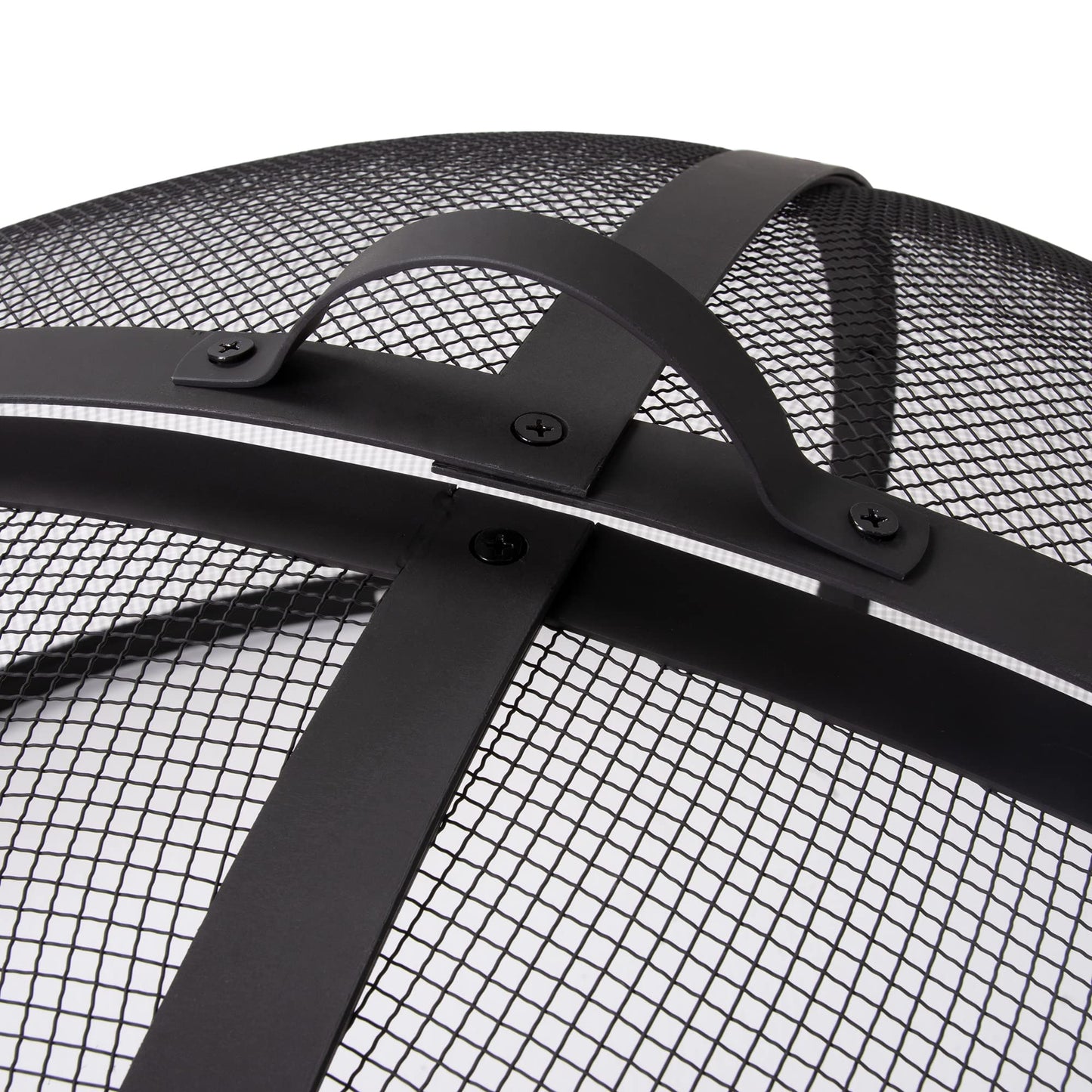 SUNCREAT Outdoor Fire Pit Spark Screen Cover Accessory, Patio Round Easy-Opening Fire Mesh Screen Guard, Heavy Duty Steel Fire Pit Ember Lid with Hinge, 40 Inch