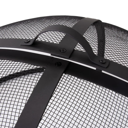 SUNCREAT Outdoor Fire Pit Spark Screen Cover Accessory, Patio Round Easy-Opening Fire Mesh Screen Guard, Heavy Duty Steel Fire Pit Ember Lid with Hinge, 40 Inch