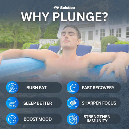 SOLSTICE 1-2 Person Cold Tub, Inflatable Plunge Bath w/Insulated Lid, 100-Gallon Capacity - Includes Pump, Spacious 30-Inch Deep Interior, Durable Drop-Stitch Construction