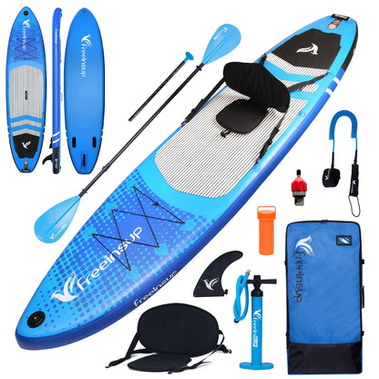 Freein SUP Inflatable Stand Up Paddle Board with Kayak Seat,Paddle Boards for Adults, Accessories sup Pump Adaptor,sup Kayak Paddle(Blue, 11')