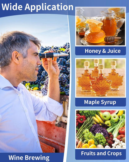 Brix Refractometer 0-90%, Brix Meter Refractometer with ATC, Accurate Refractometer Sugar Maple Syrup, Refractometer Brix for Measuring Sugar Content in Fruit, Honey, Maple Syrup & Other Sugary Drink