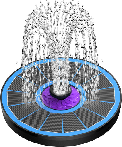 SZMP Solar Fountain - 3.5W Bird Bath Water Feature with Upgraded Glass Panel & 7 Nozzles | Blue