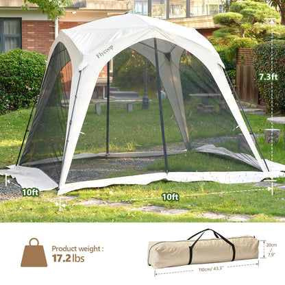10x10 Portable Canopy Tent Gazebo with Mosquito Netting, Screen Tent 6-8 Person, Foldable Outdoor Canopy Shelter, Screen House for Camping Backyard Patio, Outdoor Gazebo Shade Canopy