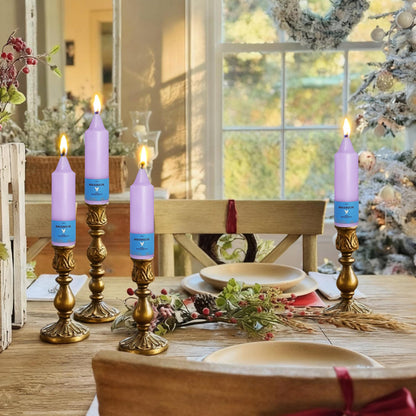 Smokeless Candlesticks Short Taper Candle,Unscented 5 Inches Purple Candle Sticks Dripless Tapered Candles for Home Décor Weddings Seasons Gifts