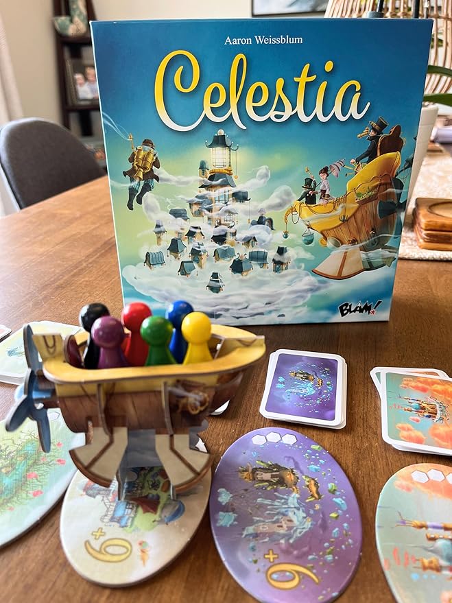 Blam! Celestia | Push-Your-Luck Adventure &amp Strategy Board Game | Fly The Airship Brave Perils &amp Collect Treasures | Award Winning Family Games for Kids and Adults | 1-6 Players | Ages 8+ | 3