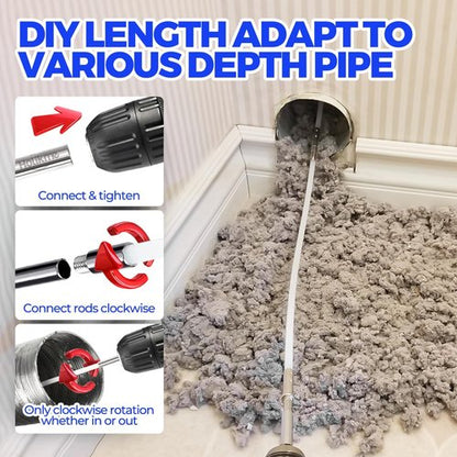 Holikme Dryer Vent Cleaner Kit - 34 Feet Flexible Lint Brush with Drill Attachment for Easy Cleaning