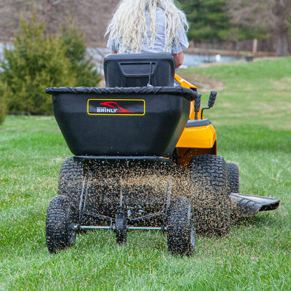 Brinly BS361BH-A Deluxe Tow Behind Broadcast Spreader with Extended Easy-Reach Handle and Weatherproof Cover, 175 lb.
