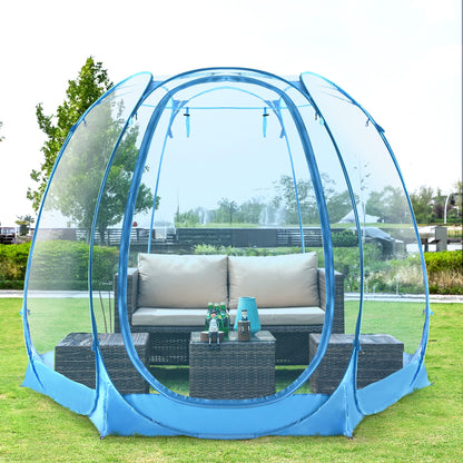 All Weather Proof Pod Pop Up Bubble Tent for 4-8 People, Large Oversize Dome House, Cold Protection Camping Tent, Winter Instant Igloo for Outdoor Activities 10x10FT Blue
