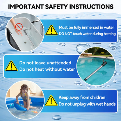 3500W 240V Titanium Fully Submersible Immersion Corrosion-Proof Water Heater, with Leakage Protection & Digital Thermostat, for Seawater Swimming Pool, Large Outdoor SPA, Commercial Large Pool
