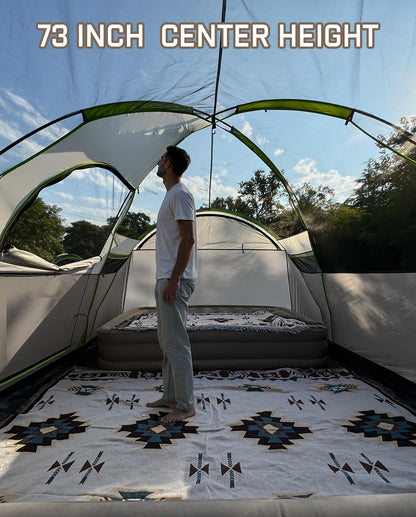 LOYEAHCAMP 8 Person Larger Extended Dome Camping Tent with 3 Rooms, Waterproof Semi-Freestanding Family Outdoor Tent with Porch and Spacious Interior