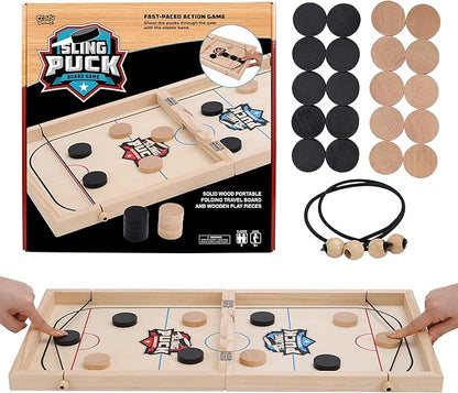 Fast Sling Puck Game - Super Winner Slingshot Puck Board Game - Sling It Shot 2 Player Hockey Table for Kids Teen and Adults - Christmas Indoor Family Tabletop Games