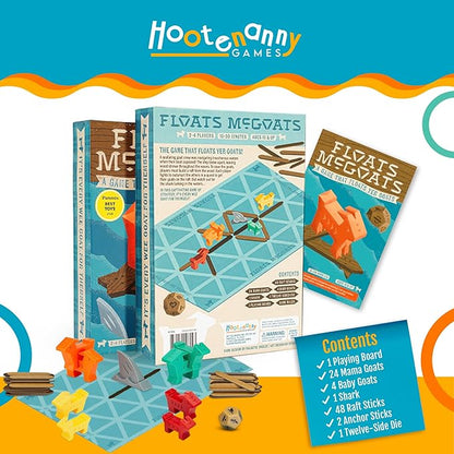 Hootenanny Games Floats McGoats Board Game | Build a Raft &amp Save Your Goats | Perfect for Family Games | 2-4 Players Ages 10+