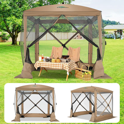 COBIZI 6x6 FT Pop up Gazebo Tent, Waterproof Instant Screen with Mosquito Netting, Portable Outdoor Small Screen Tents Sun Shelter, carpas para Patio for Outdoor Camping, Backyard and Garden, Khaki