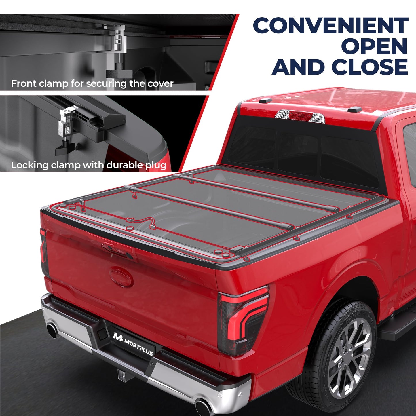 MOSTPLUS 5.5FT Roll-Up Soft Vinyl Truck Bed Tonneau Cover Compatible for Ford F150 F-150 2009-2025 2026 Short Bed On Top (67Inch)