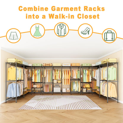 ULIFHOME H41 Garment Rack Heavy Duty Clothes Rack, Clothing Racks for Hanging Clothes, Extra Large Freestanding Portable Closet Wardrobe Rack 78.5'' W × 15.8'' D × 76.4'' H, Max Load 1150 Lbs, Black