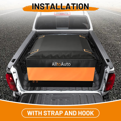 [Jumbo 38 CuFt] Truck Bed Cargo Bag, 100% Waterproof Heavy Duty Pickup Storage Bag (58"x49"x23"), Heat-Welded Seams & 3-Side Zipper, Fits Full-Size Trucks for Moving & Camping